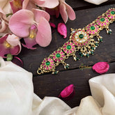 Vriksham Elegant Floral Style 1 gm Gold AD Stone Floral Choker-Green Bead-G20770